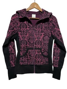 Y2K KISMET Velvet Damask Zip Hoodie Gothic Grunge Emo Alt